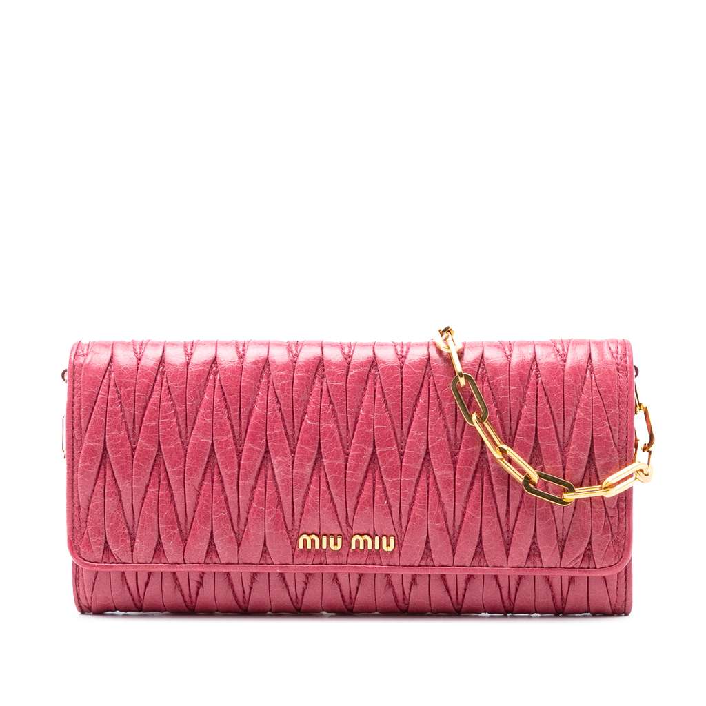 Miu Miu Matelasse Lambskin Wallet On Chain