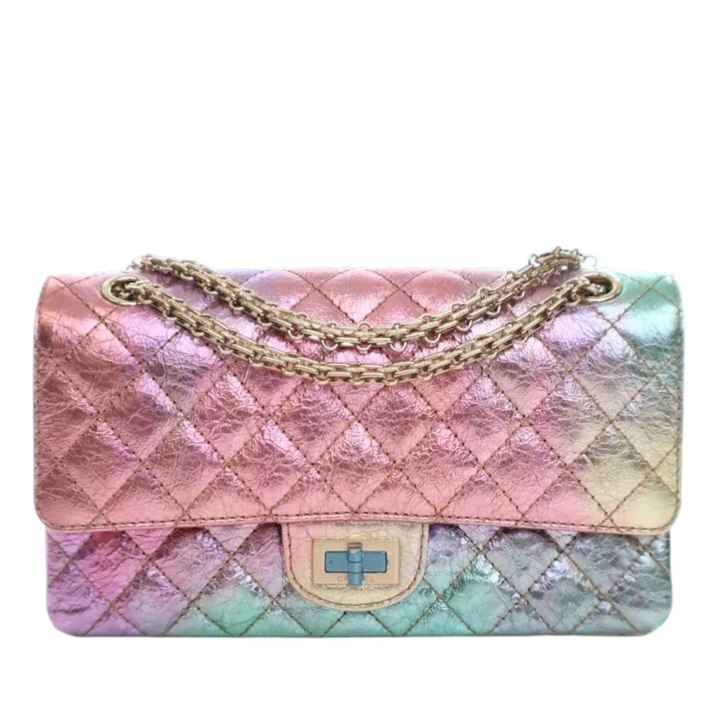 Chanel Rainbow Metallic Quilted Goatskin Reissue 2.55 Double Flap