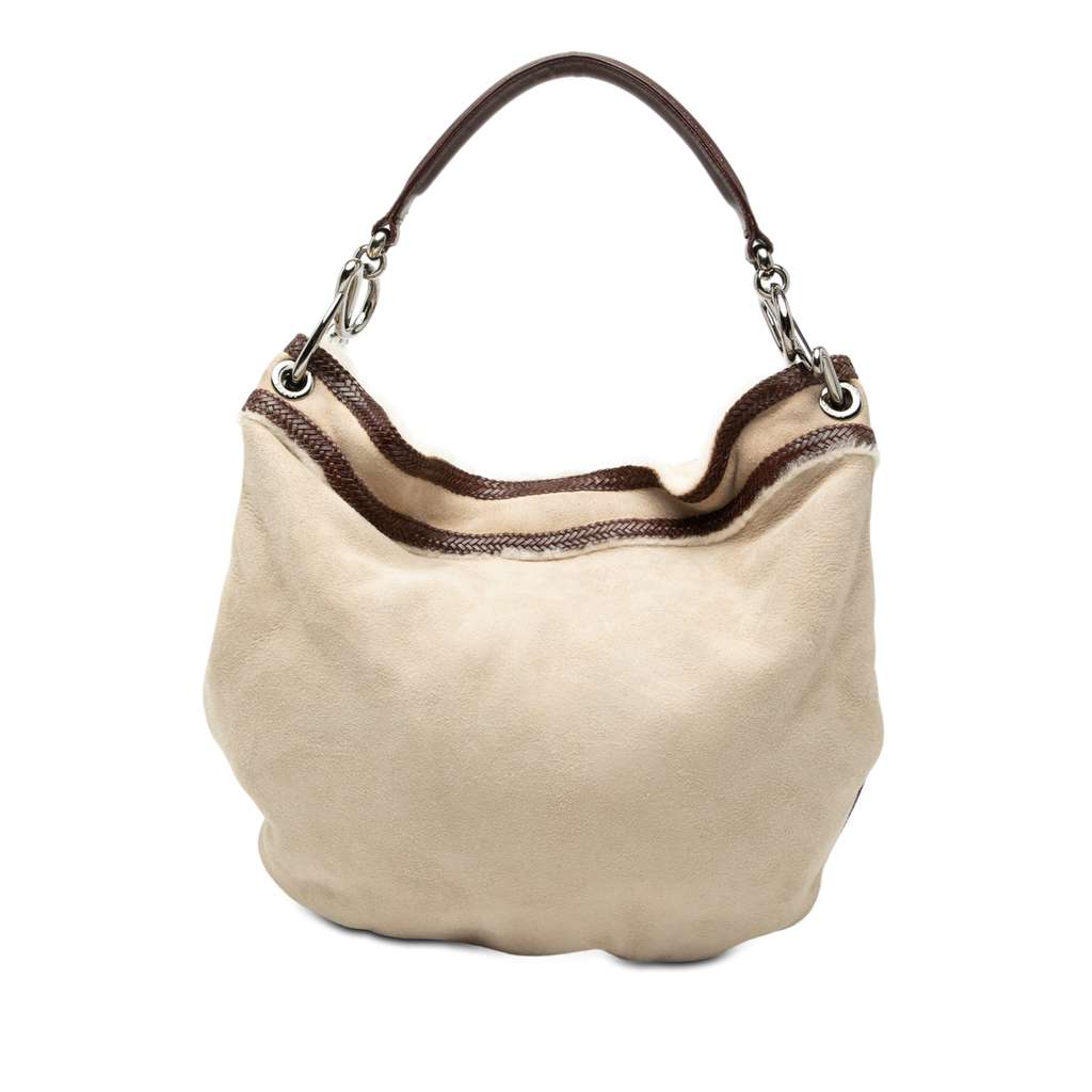 Loewe Leather Trimmed Suede Hobo