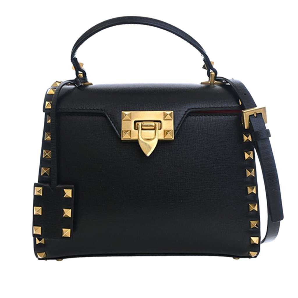 Valentino Small Leather Rockstud Alcove Top Handle Bag