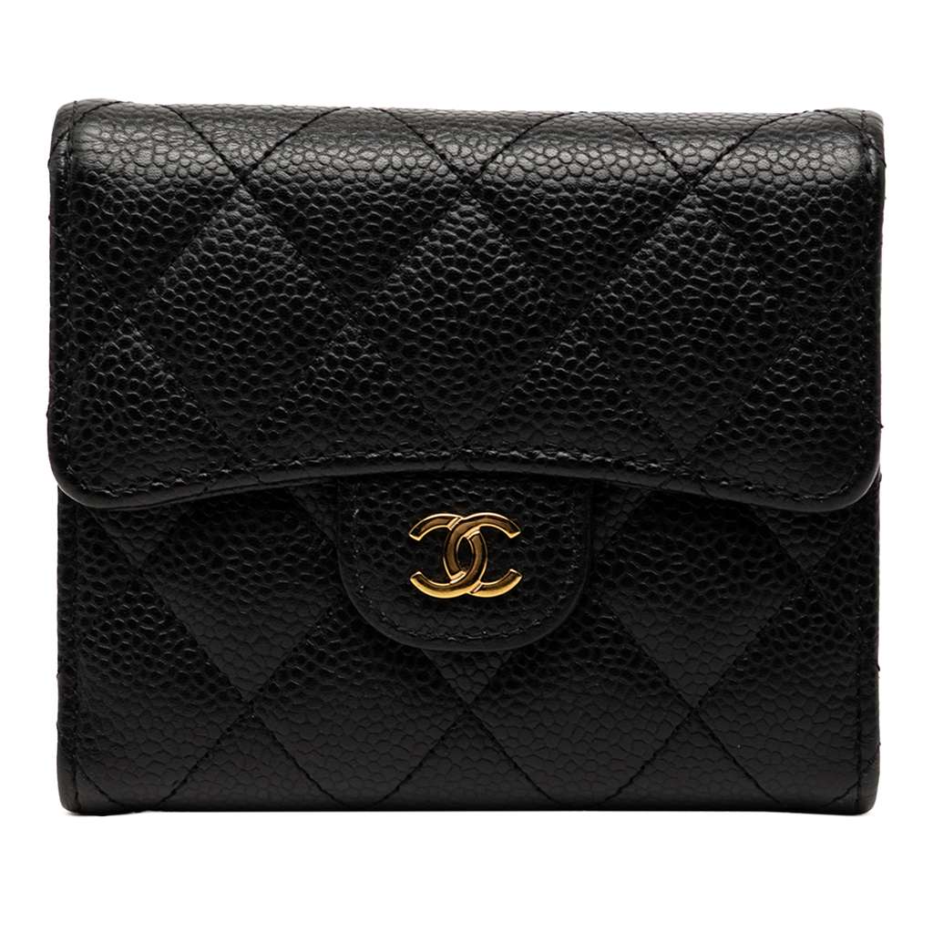 Chanel CC Quilted Caviar Trifold Wallet