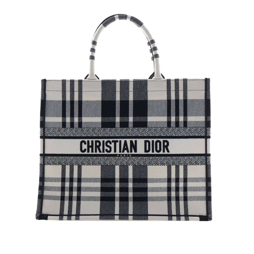 Dior Large Embroidered Canvas Check n Dior Book Tote