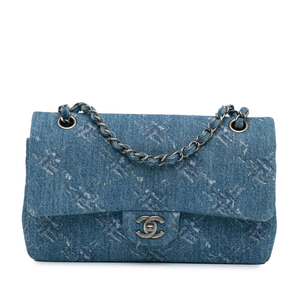 Chanel Medium Classic Printed Denim Double Flap