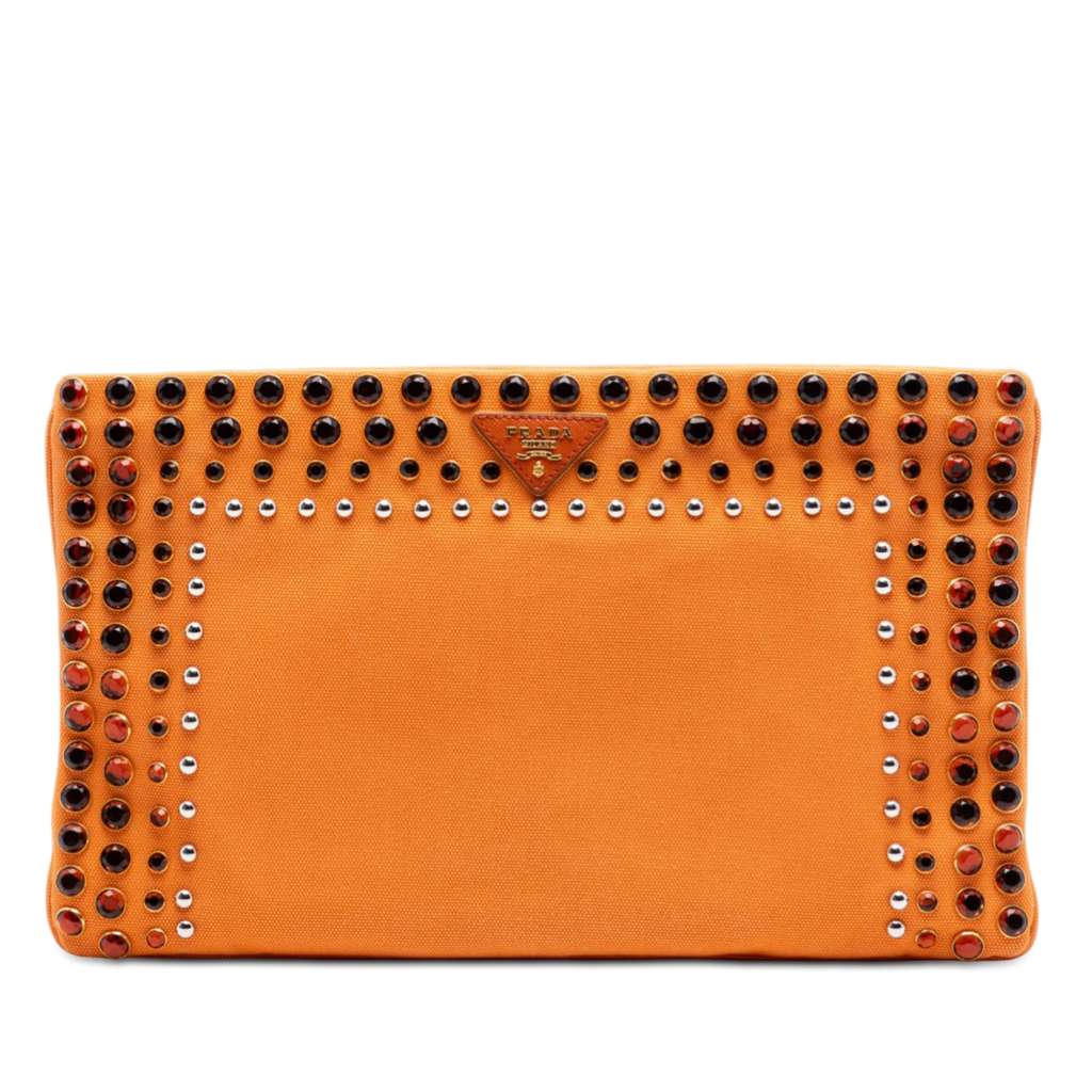 Prada Canvas Canapa Bijoux Clutch