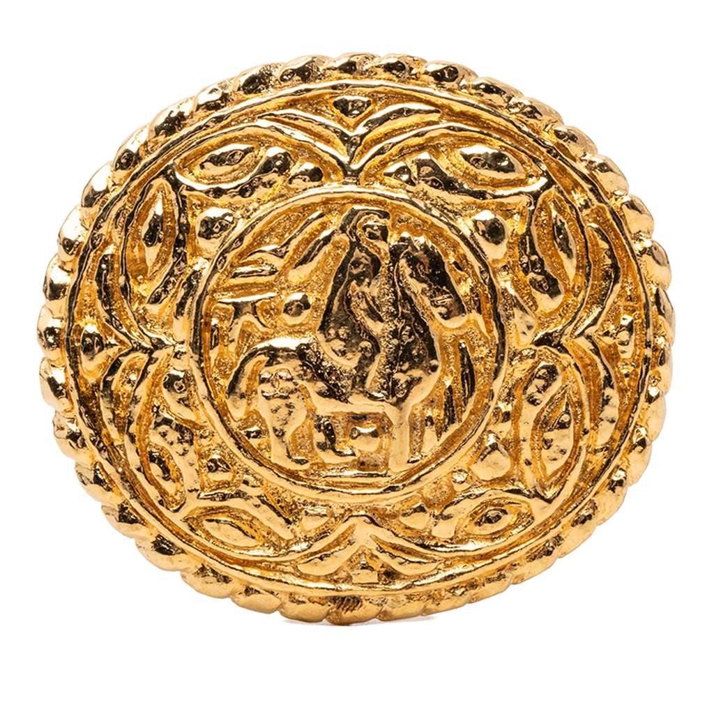 Chanel Gold Plated Equestrian Brooch