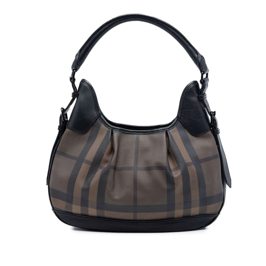 Burberry Smoked Check Coated Canvas Brooklyn Hobo