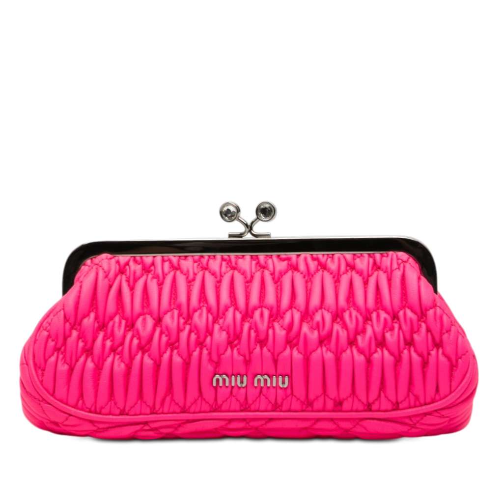 Miu Miu Matelasse Nappa Kiss Lock Frame Clutch