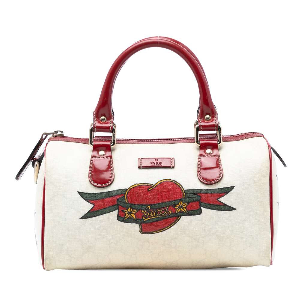 Gucci Small GG Supreme Joy Tattoo Heart Boston Bag