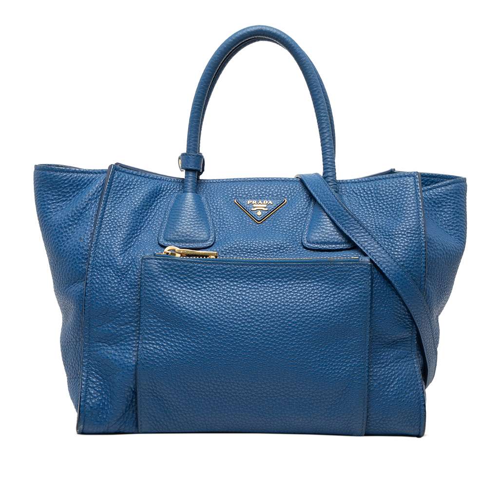 Prada Vitello Daino Front Pocket Open Convertible Tote