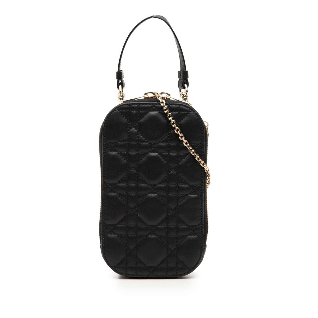 Dior Lambskin Cannage Lady Dior Call In Phone Holder