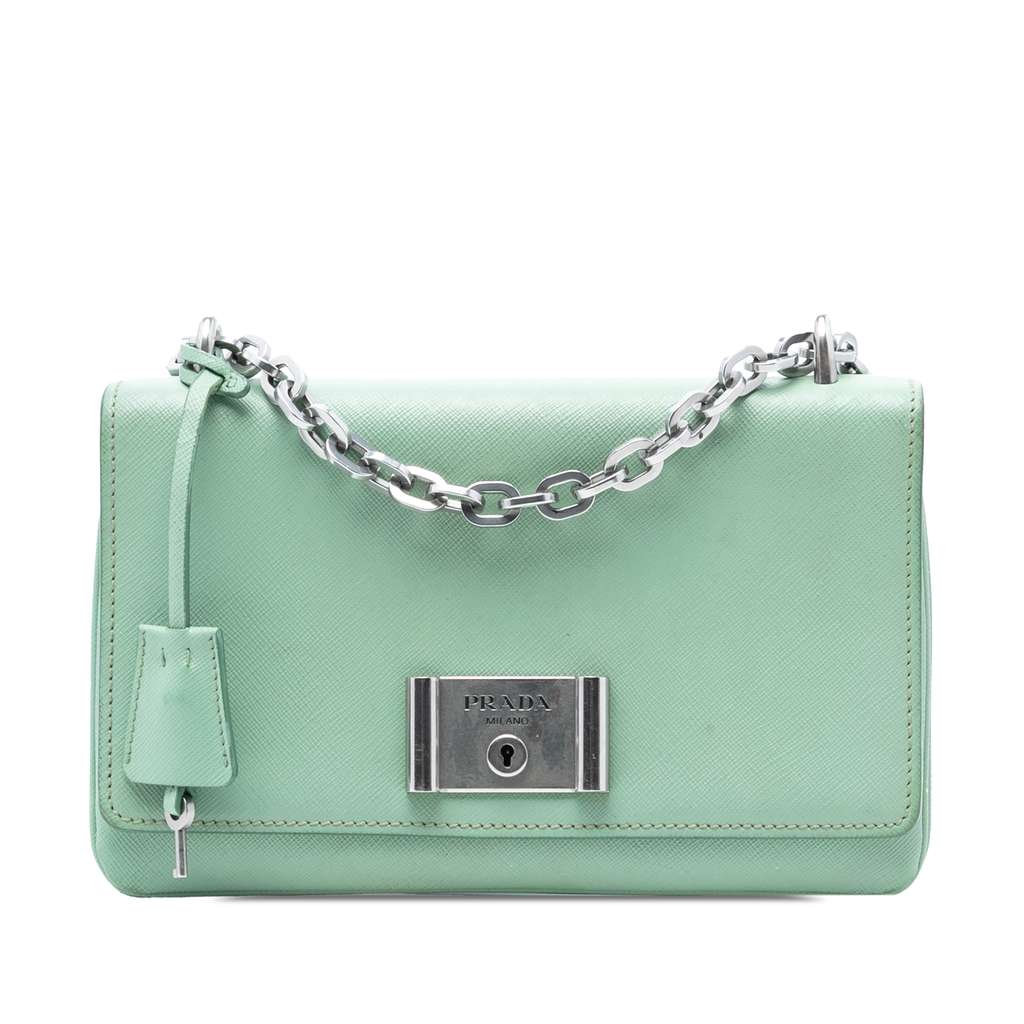 Prada Saffiano Lux Chain Lock Flap