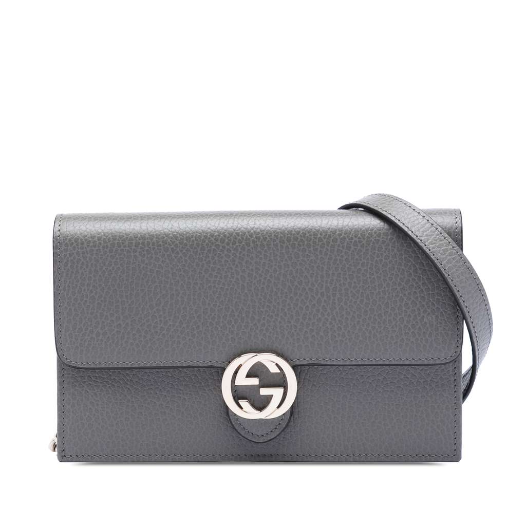 Gucci Leather Interlocking G Dollar Wallet on Chain