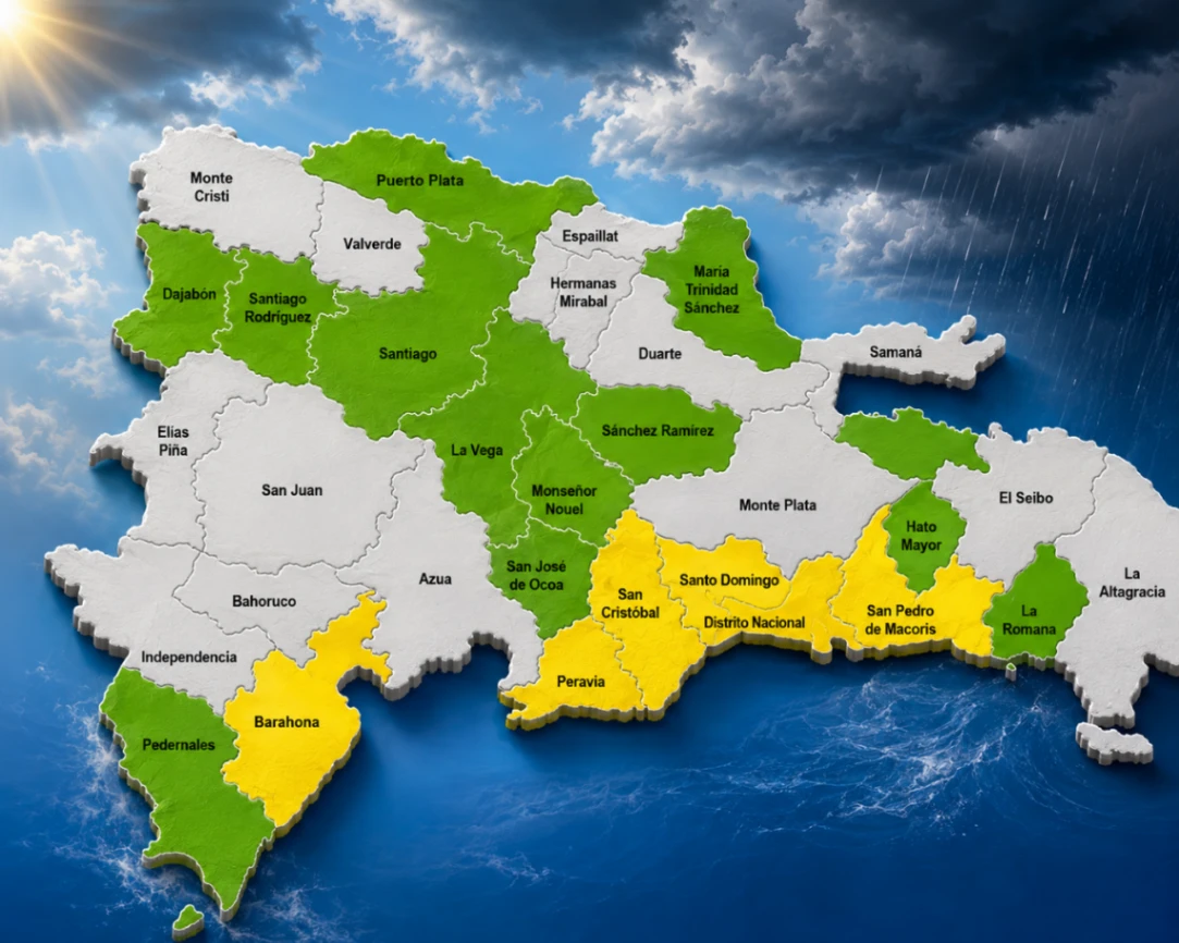 El COE coloca cinco provincias y el DN en alerta amarilla por lluvias