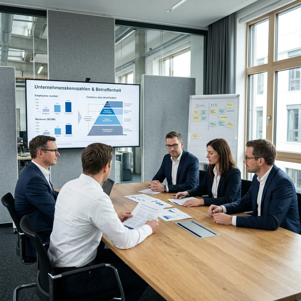 Teammeeting zur Lieferkette: Unternehmen analysieren Betroffenheit, Kennzahlen und Compliance-Anforderungen für transparente, nachhaltige Beschaffungsprozesse gemeinsam.