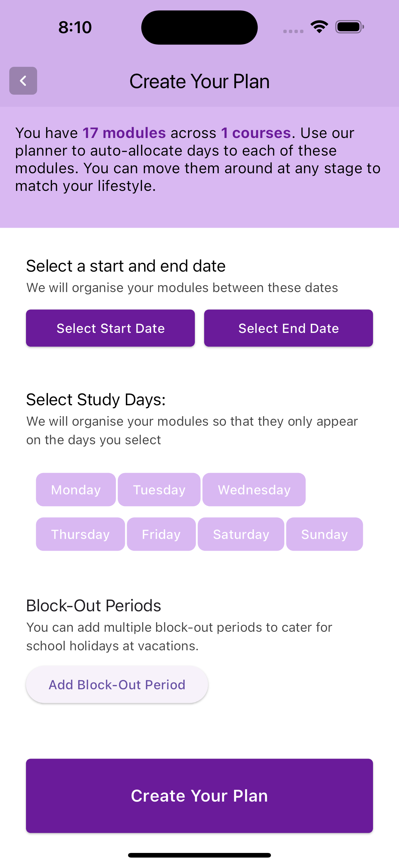 Screen shot of unskool app