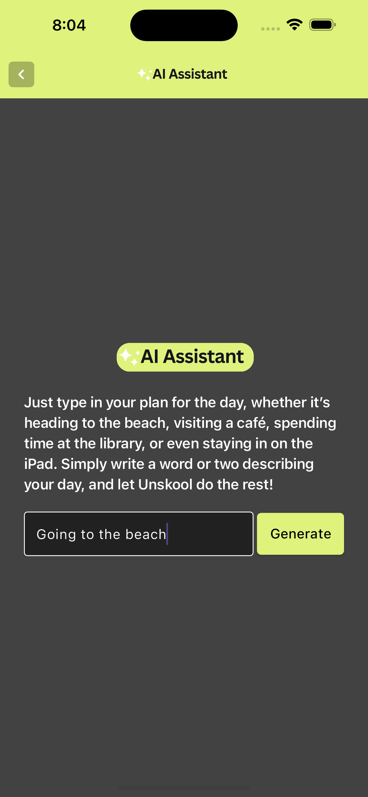 Screen shot of unskool app