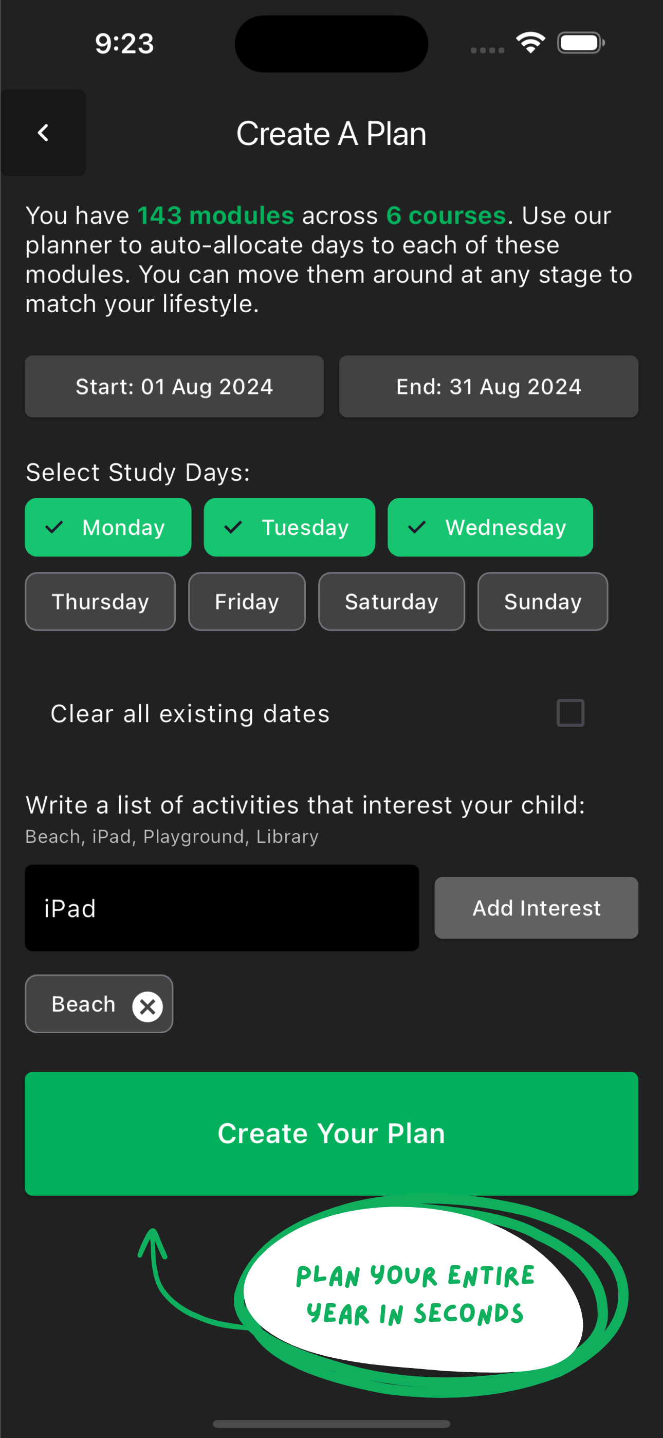 Screen shot of unskool app