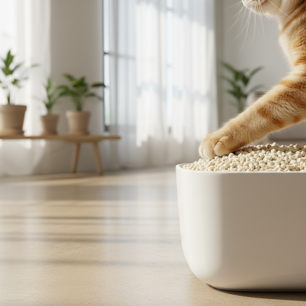 奶油色圆柱形豆腐砂颗粒近拍