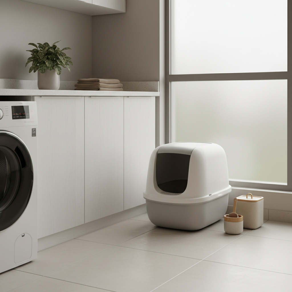 马来西亚公寓里整洁的猫砂盆布置