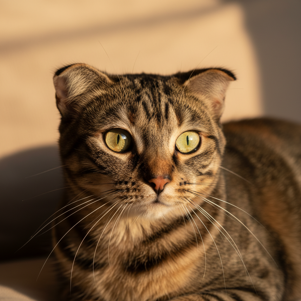 Cat showing submissive body language with flattened ears