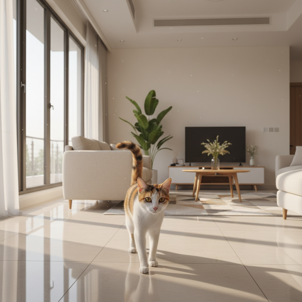 一只猫咪带着友好的“问号尾巴”走向镜头