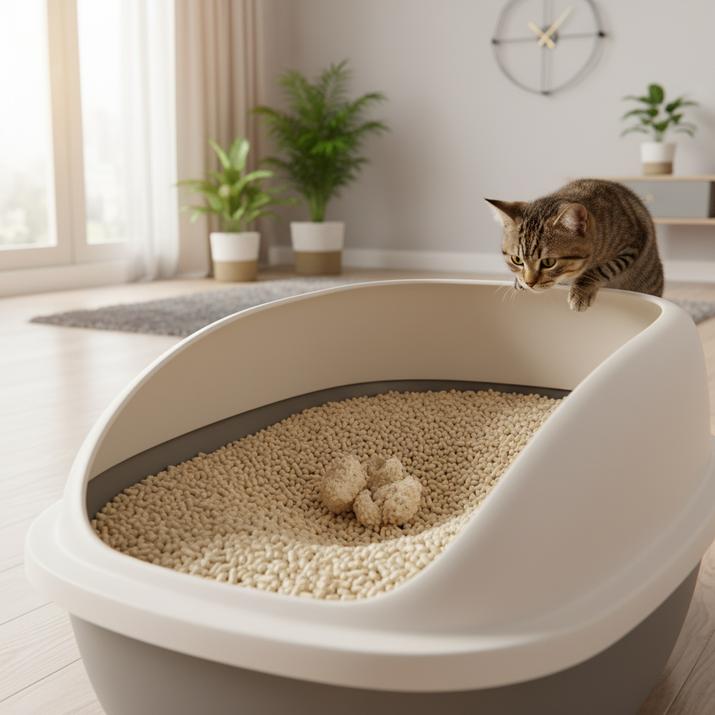 Pasir kucing tofu gred makanan yang selamat di dalam kotak pasir