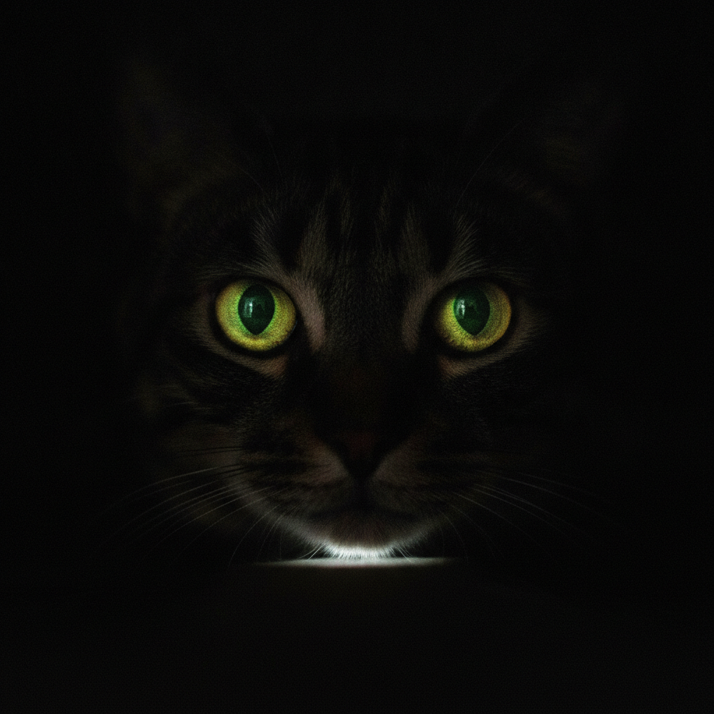 Mata kucing bercahaya dalam gelap akibat tapetum lucidum