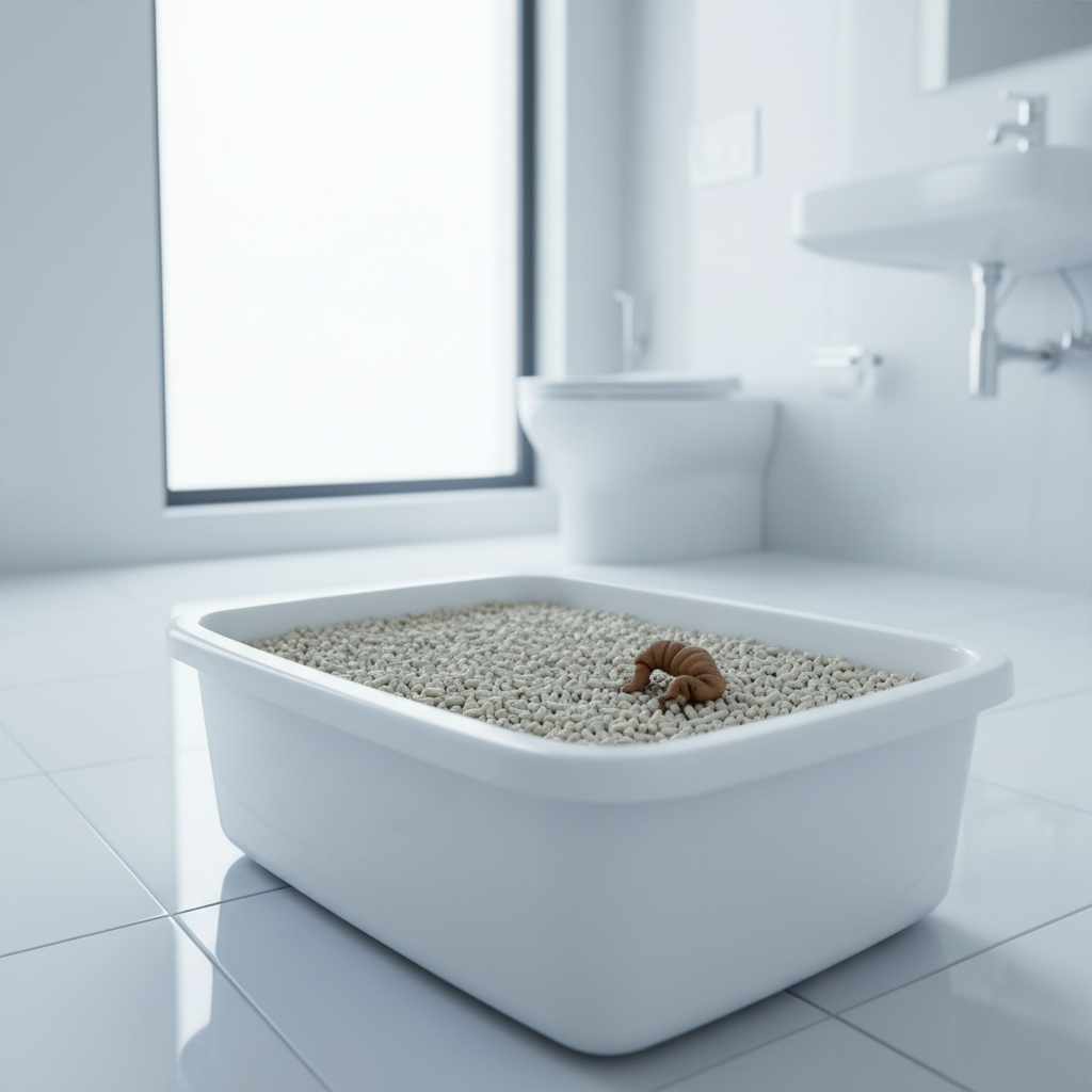 Light-coloured tofu litter making a cat's stool easy to inspect for health