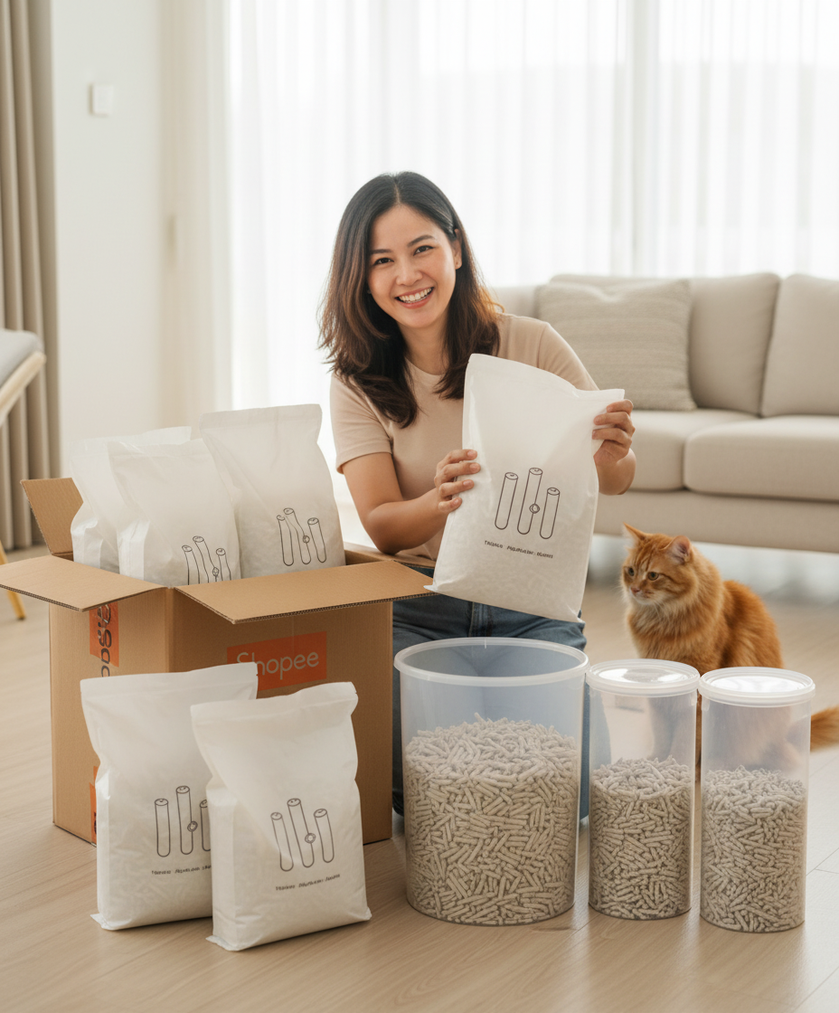 马来西亚猫奴通过批量购买优化豆腐猫砂成本