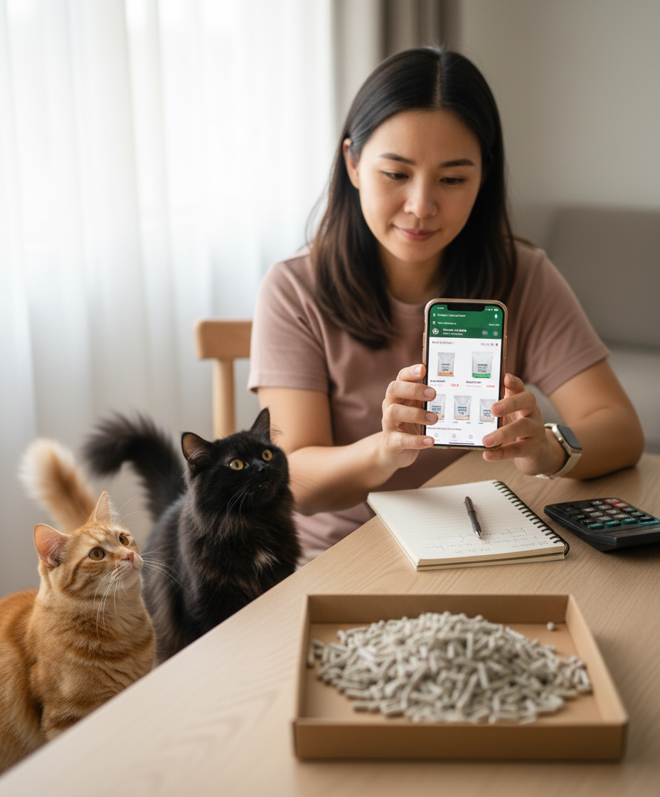 马来西亚猫主人在电商平台比较猫砂价格