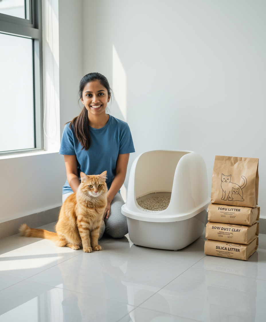 现代马来西亚家庭中的各种无尘猫砂品牌（通用包装）