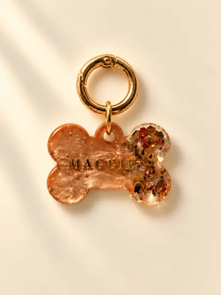 Placa Identificativa Lux Pet resina · Oro rosa con purpurina