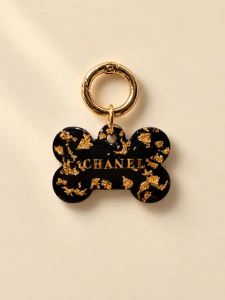 Placa Identificativa Lux Pet resina · Negro con pan de oro