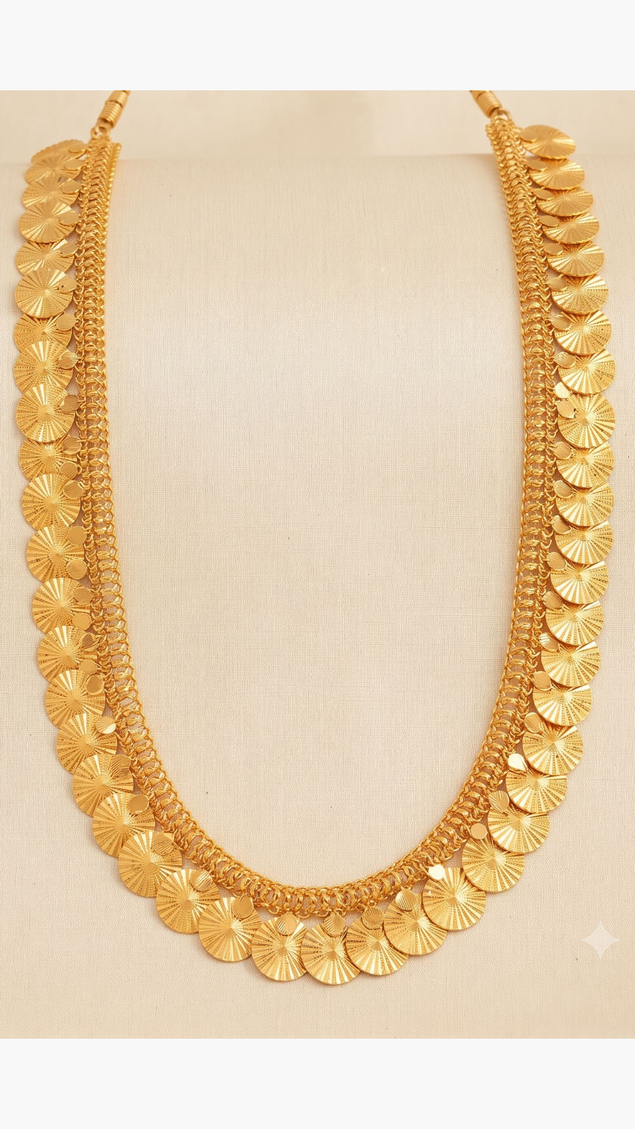 Gold-Plated Layered Coin/Disc Long Haram Necklace