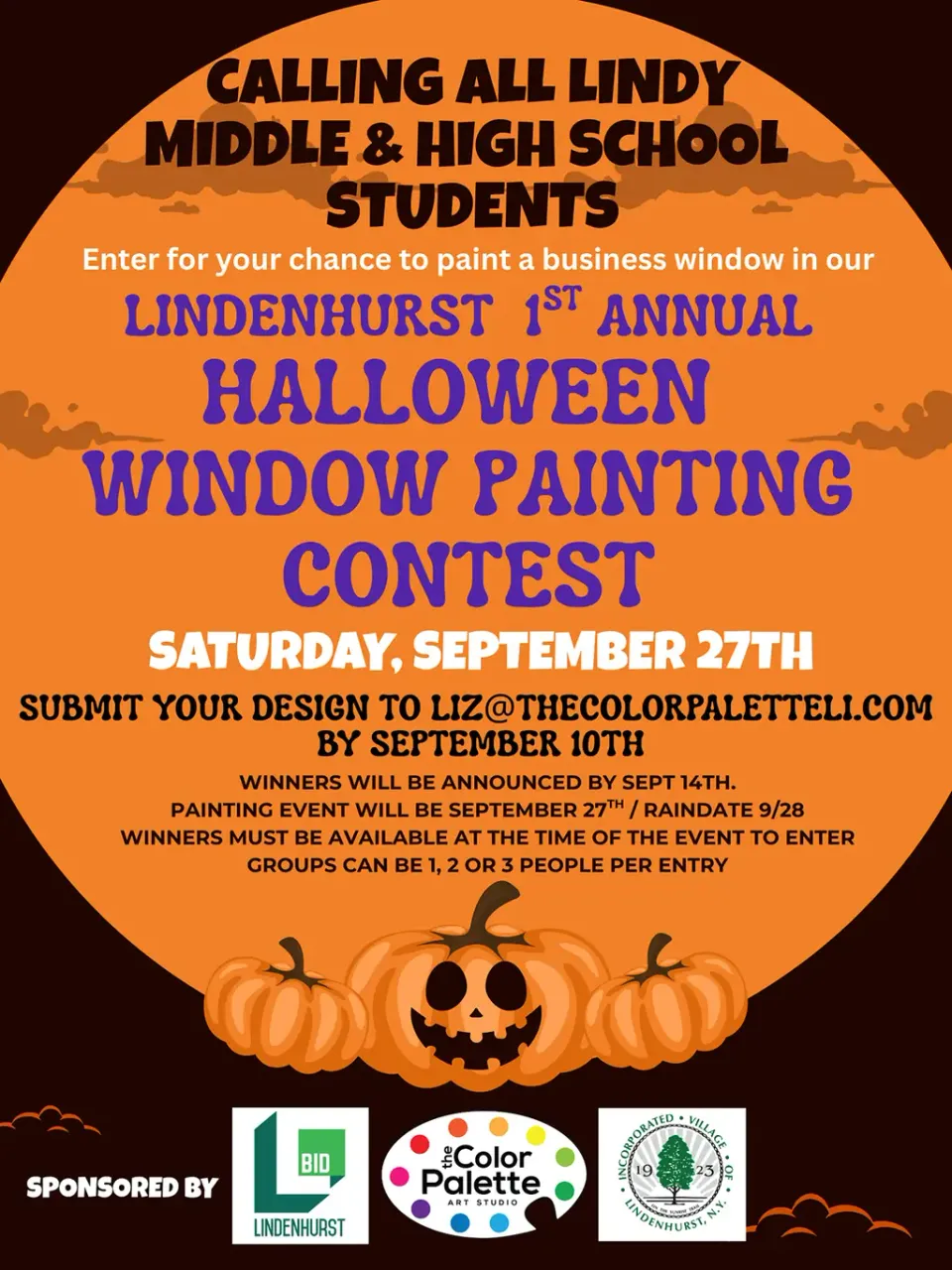 Flyer for the 1st Annual Halloween Window Painting Contest