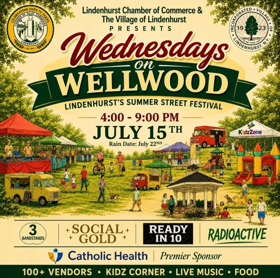 Flyer for Wednesdays on Wellwood, July 15, 2026