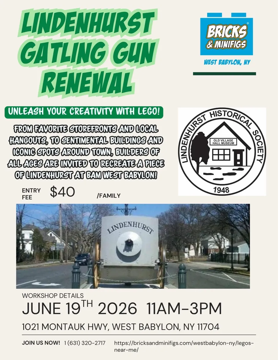 Flyer or image for Lindenhurst Gatling Gun Renewal