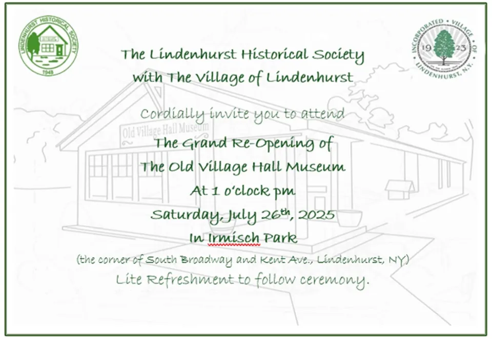 Flyer or image for Old Village Hall Museum Grand Reopening