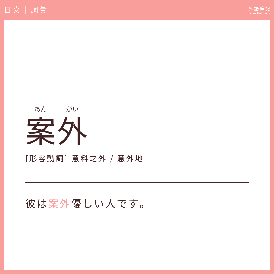 日文中級詞彙 - 案外