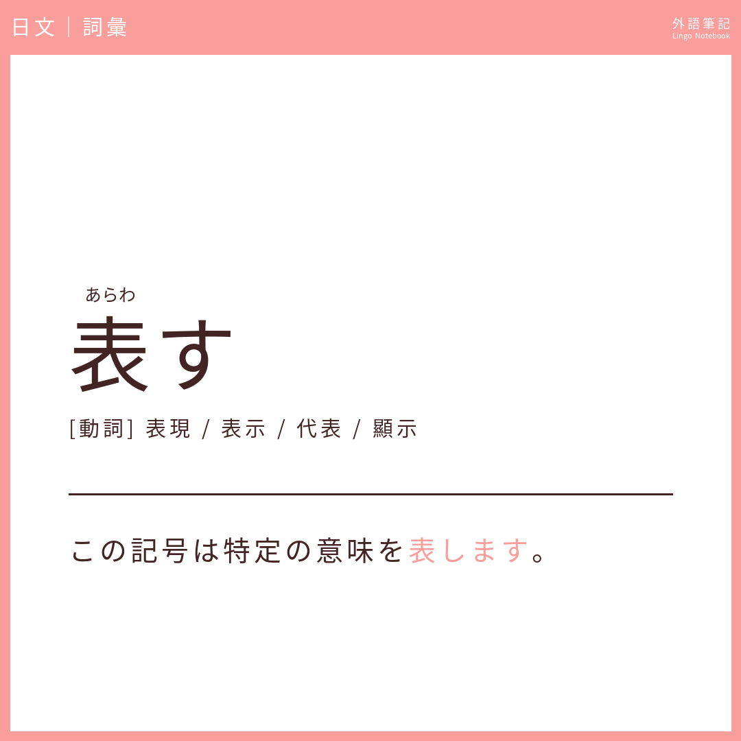 日文中級詞彙 - 表す