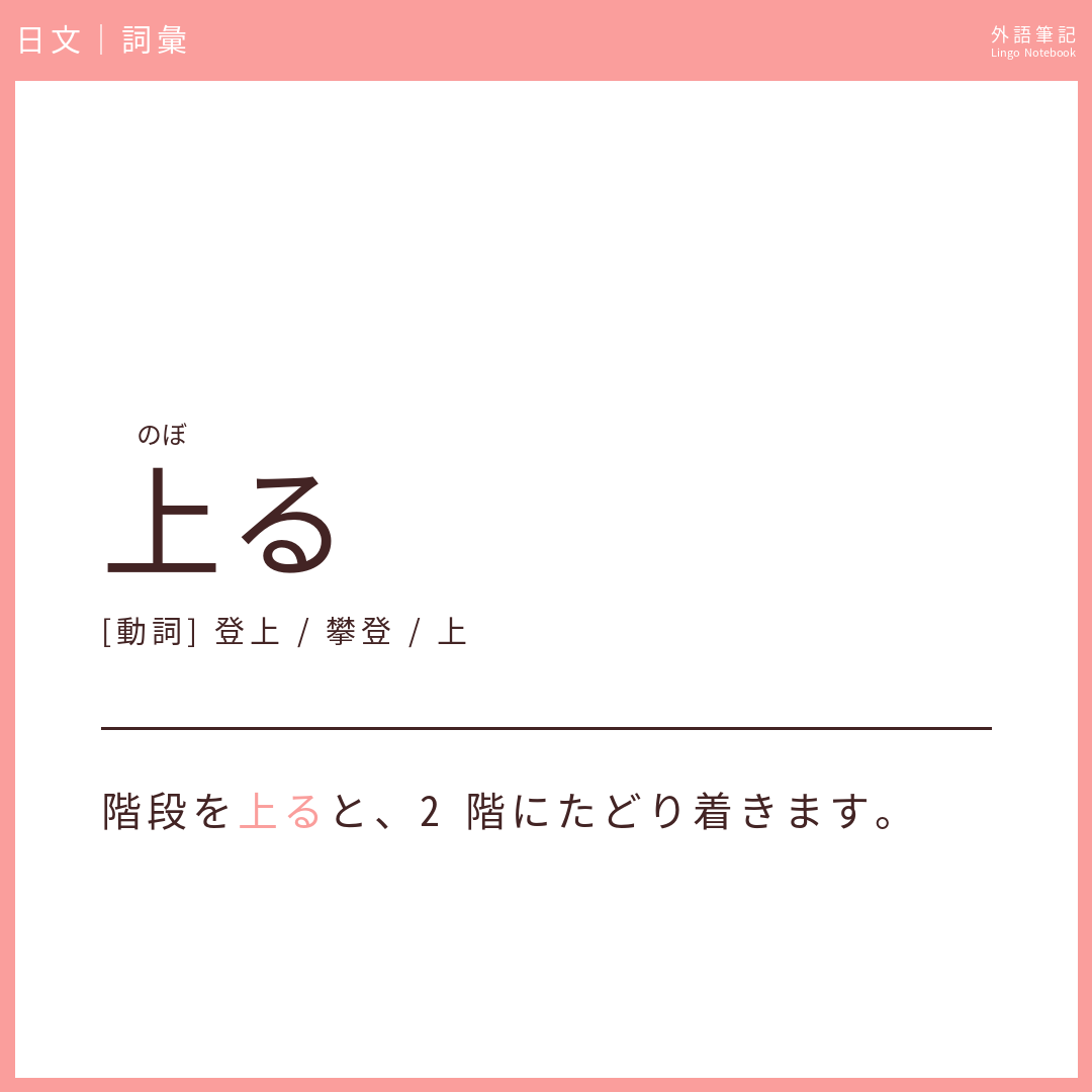 日文中級詞彙 - 上る
