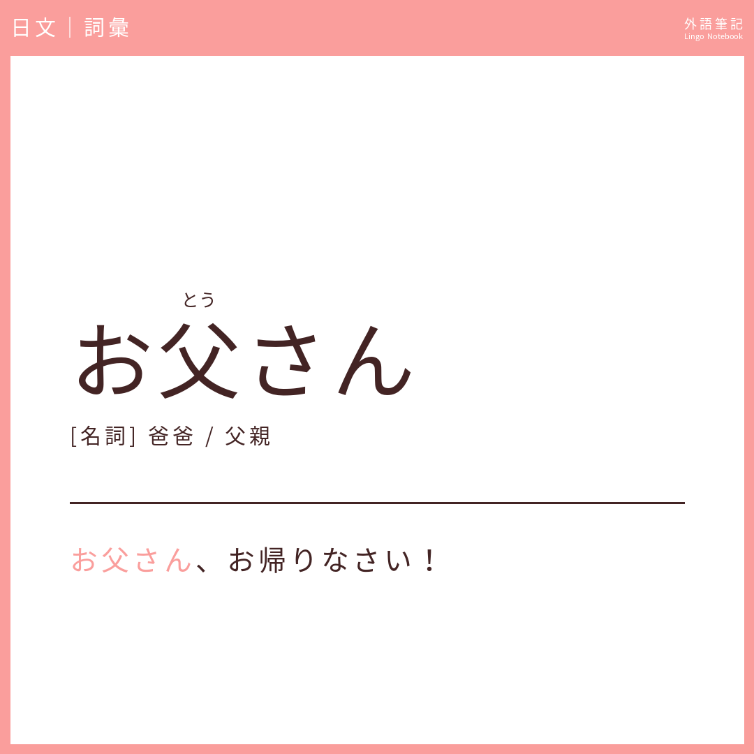 日文初級詞彙 - お父さん