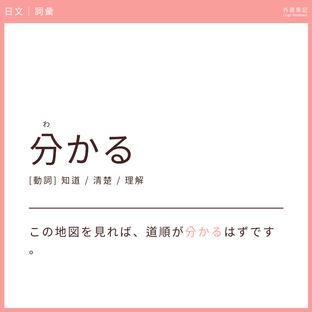 日文初級詞彙 - 分かる