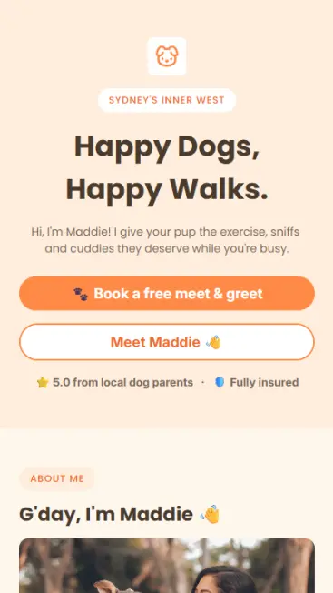 Dog Walker Sydney Fun Cute Orange White Yellow thumbnail