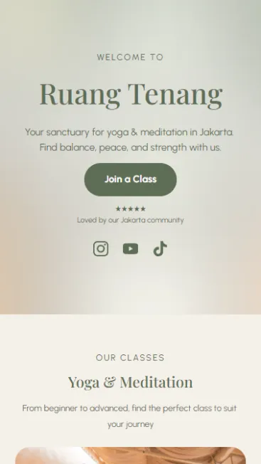 Sage Green & Warm Cream Minimalist Yoga Studio thumbnail