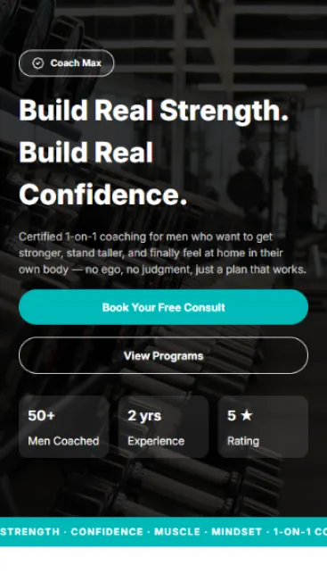 Personal Trainer Modern Sporty Microsite thumbnail