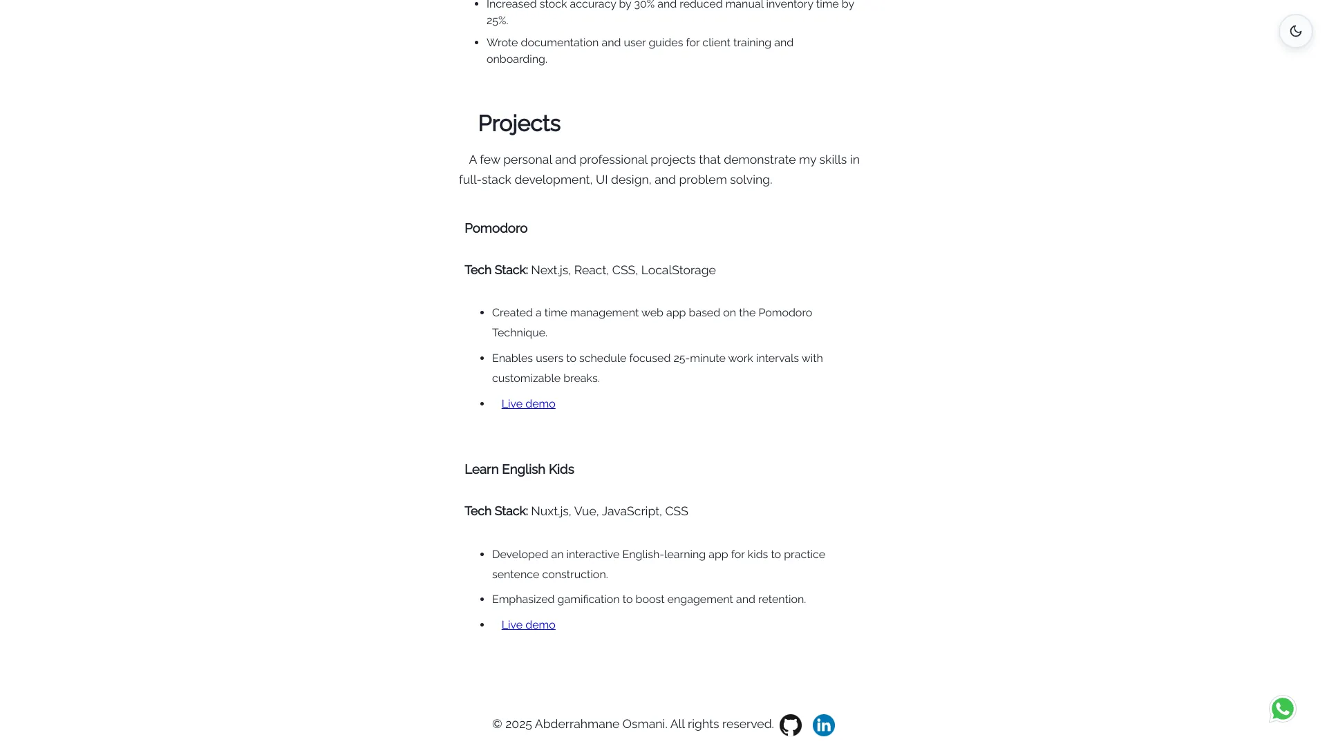 screenshot of more of abderrahmane osmani's portfolio and their work