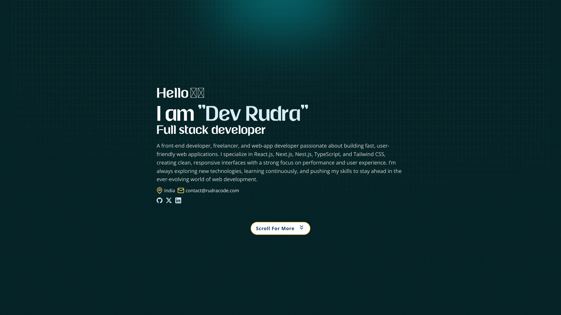 Dev Rudra's Full Stack Developer portfolio screenshot
