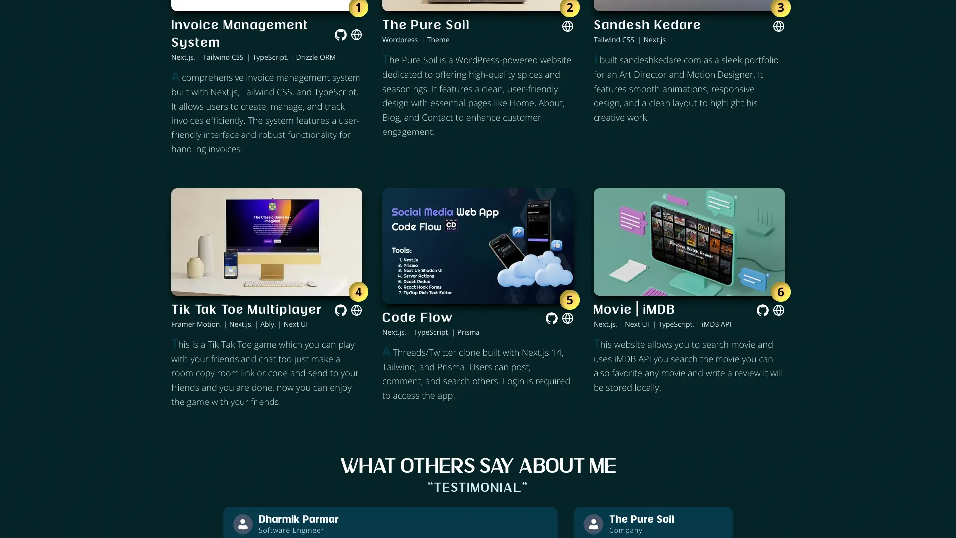 screenshot of more of Dev Rudra's portfolio and their work