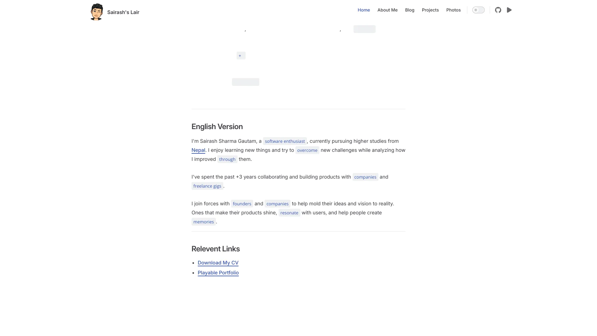screenshot of more of Sairash Gautam's portfolio and their work